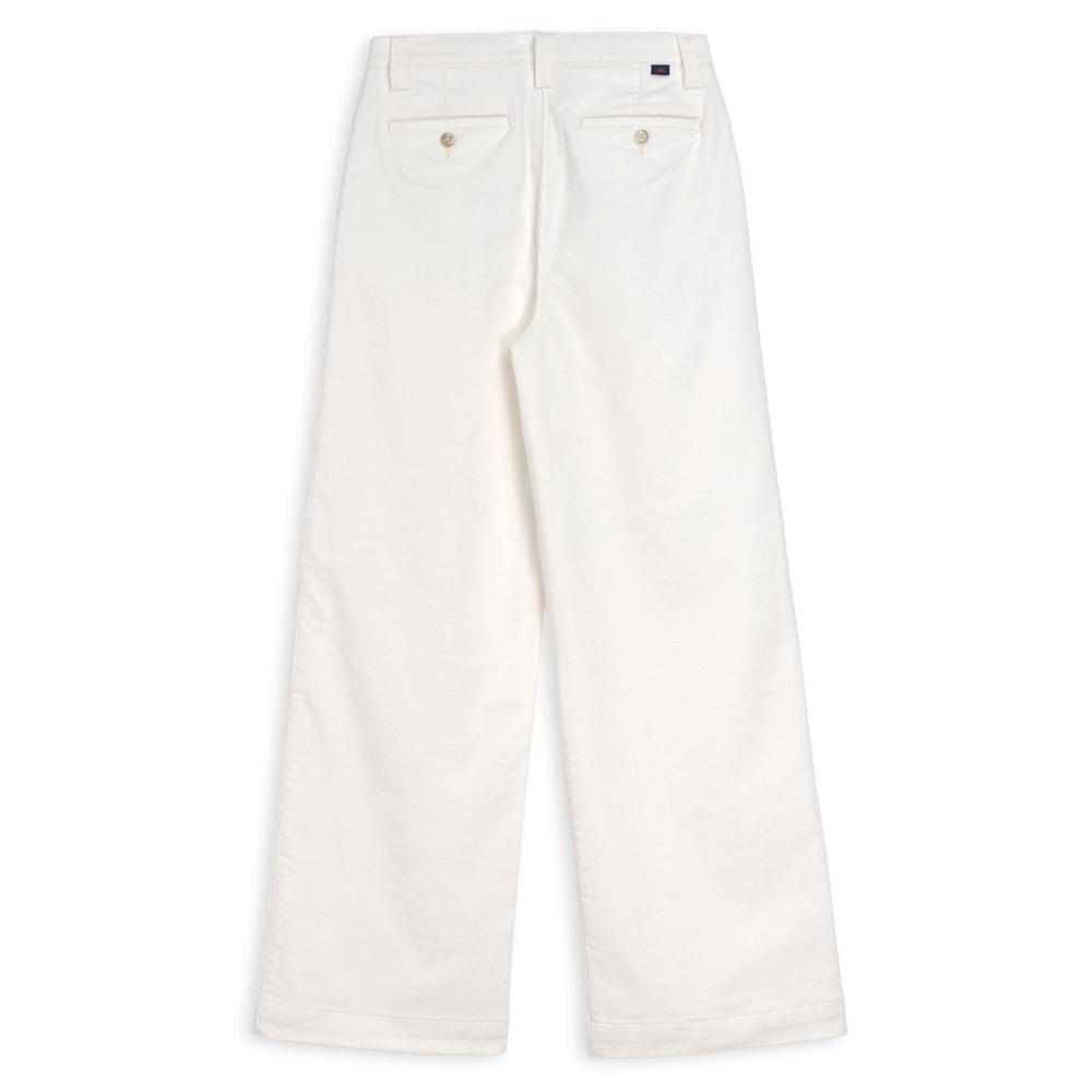 Pantaloni chino da donna in velluto a coste bianco, vestibilità ampia 02