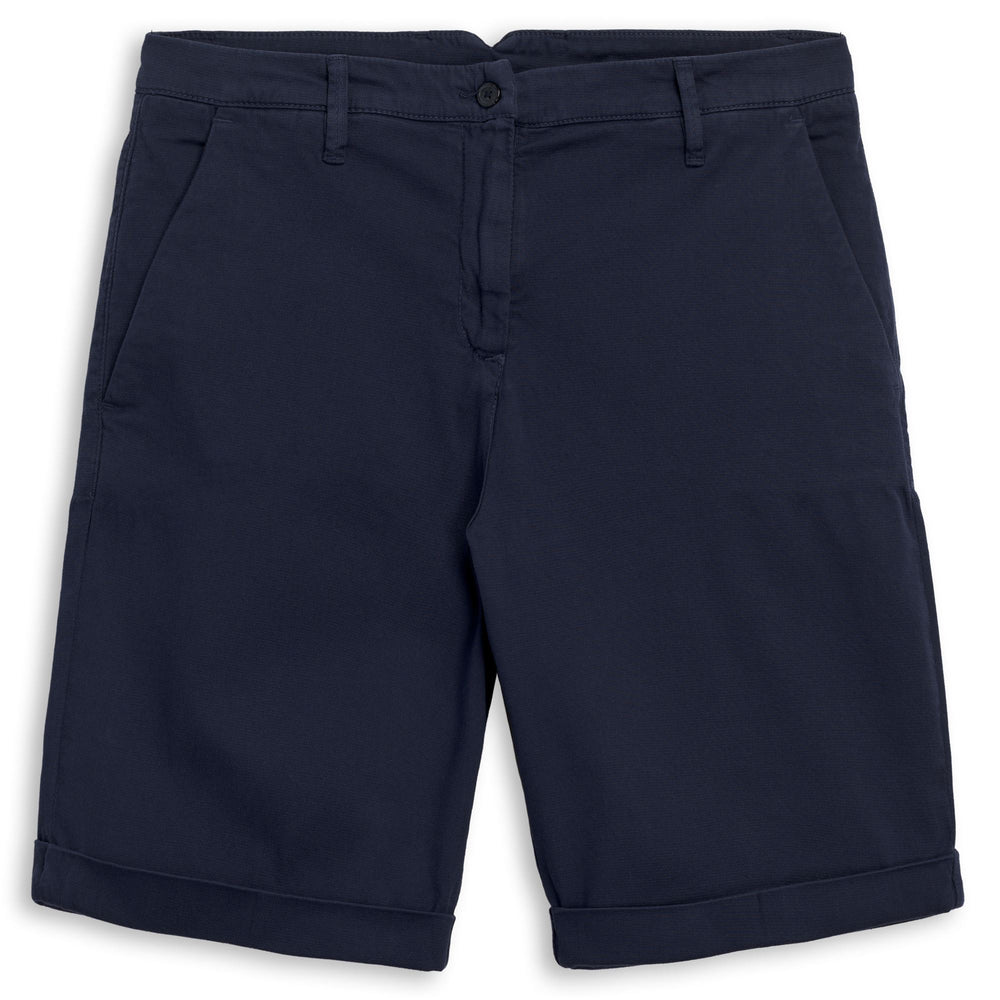 Short chino stretch décontracté et ajusté bleu pour femme 02