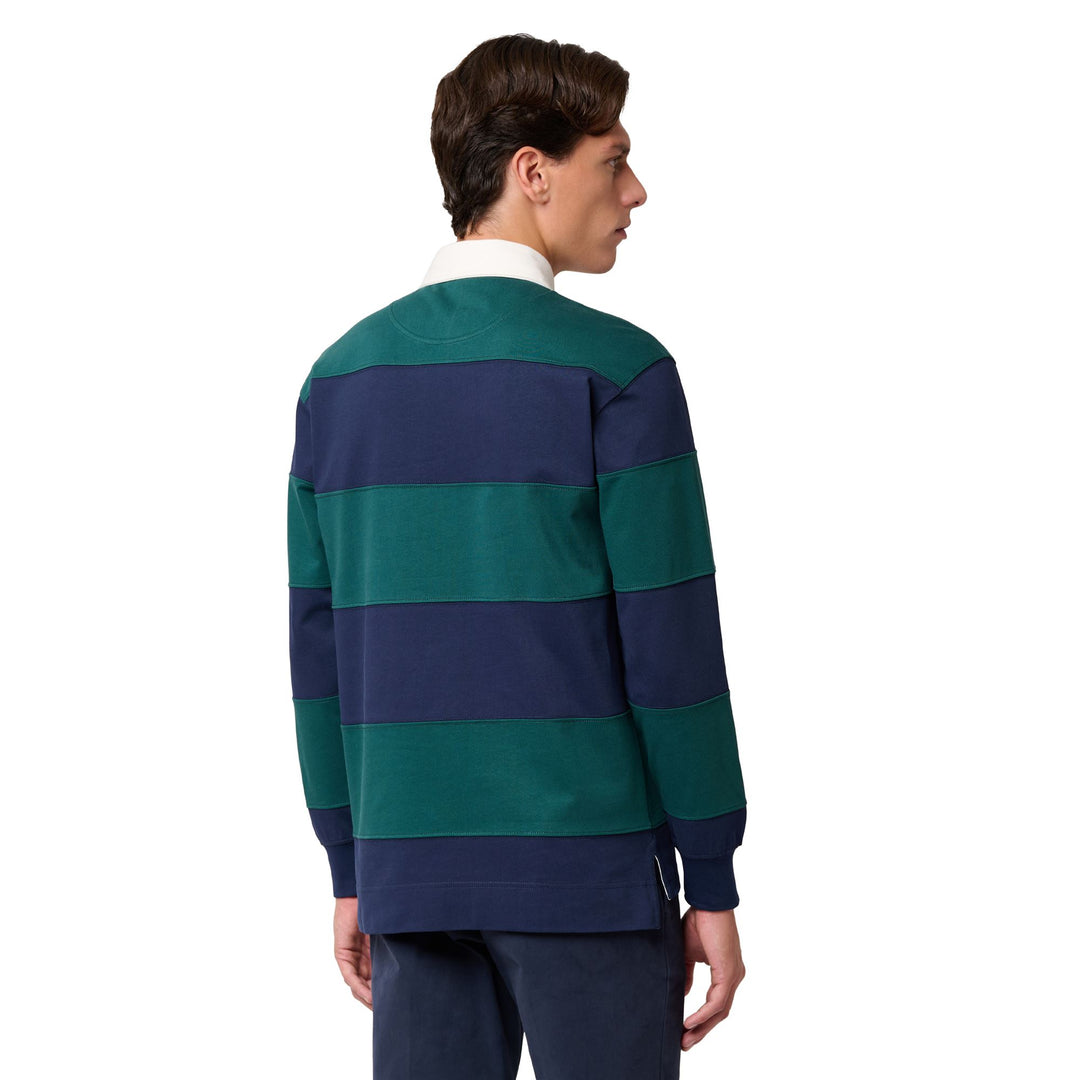 Iris blue Men's Classic Rugby Striped Polo Shirt main