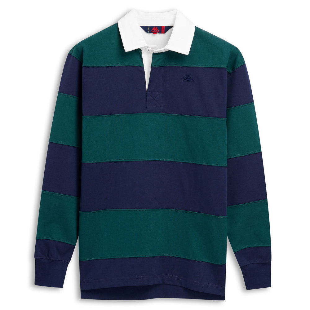 Iris blue Men's Classic Rugby Striped Polo Shirt 02