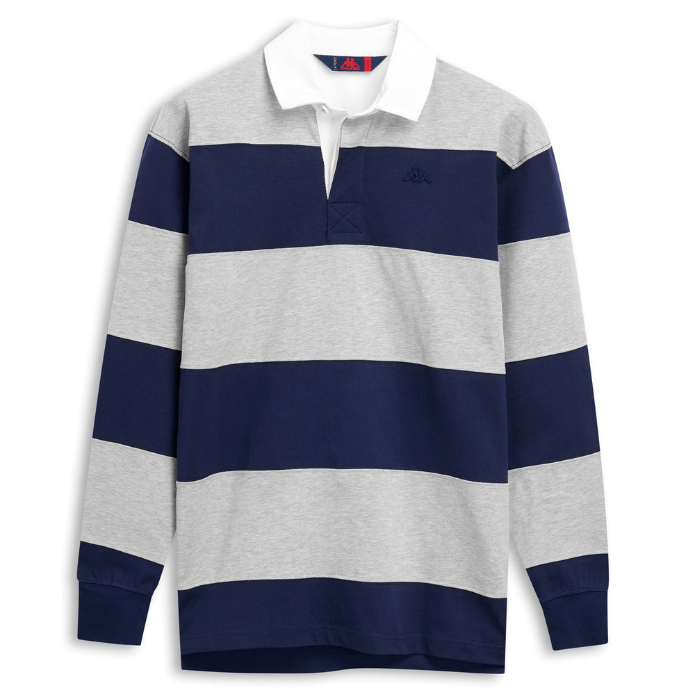 Blue men's Rugby Striped Polo Shirt in Cotton 02