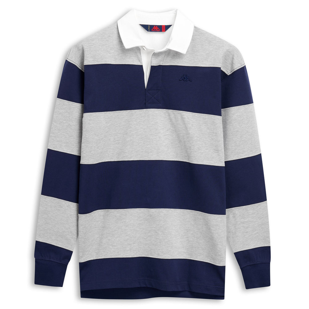 Blue men's Rugby Striped Polo Shirt in Cotton main