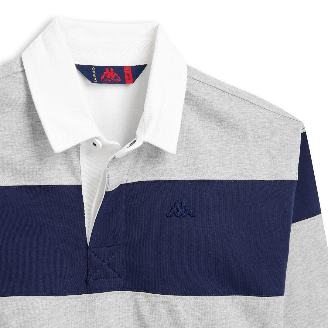 Blue men's Rugby Striped Polo Shirt in Cotton main