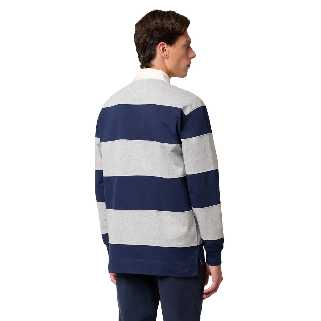 Polo de rugby a rayas de algodón azul para hombre main