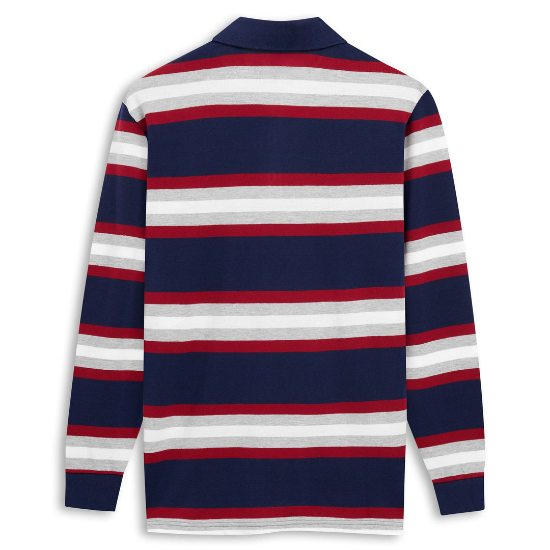 Polo da uomo in cotone a righe slim fit Blue Iris main