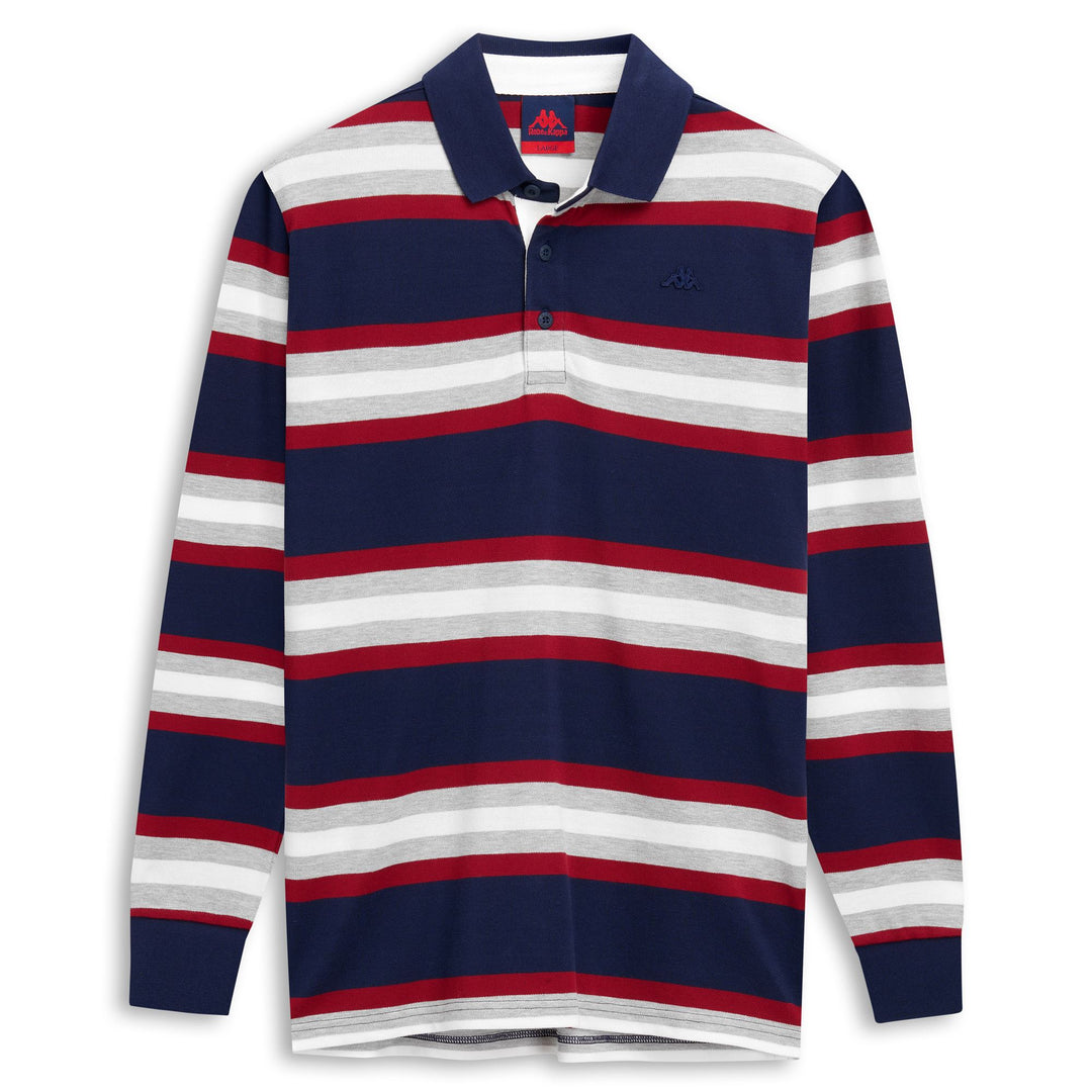 Polo da uomo in cotone a righe slim fit Blue Iris main