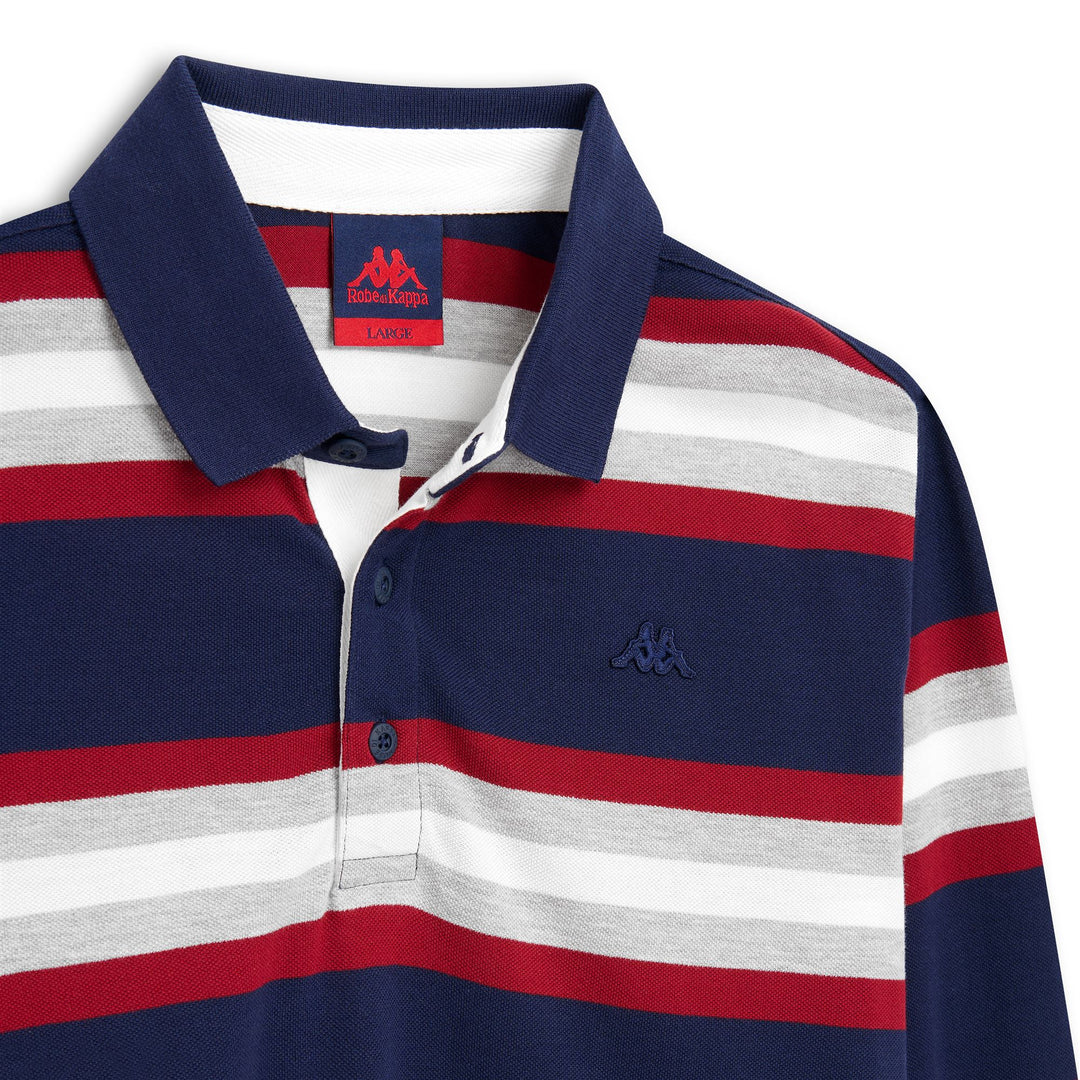 Polo da uomo in cotone a righe slim fit Blue Iris main