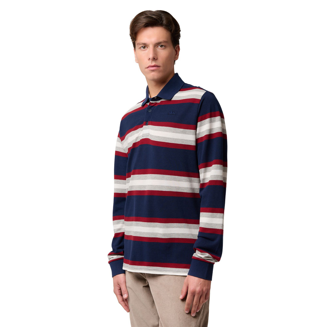 Blue Iris Men's Slim Fit Striped Cotton Polo Shirt 01