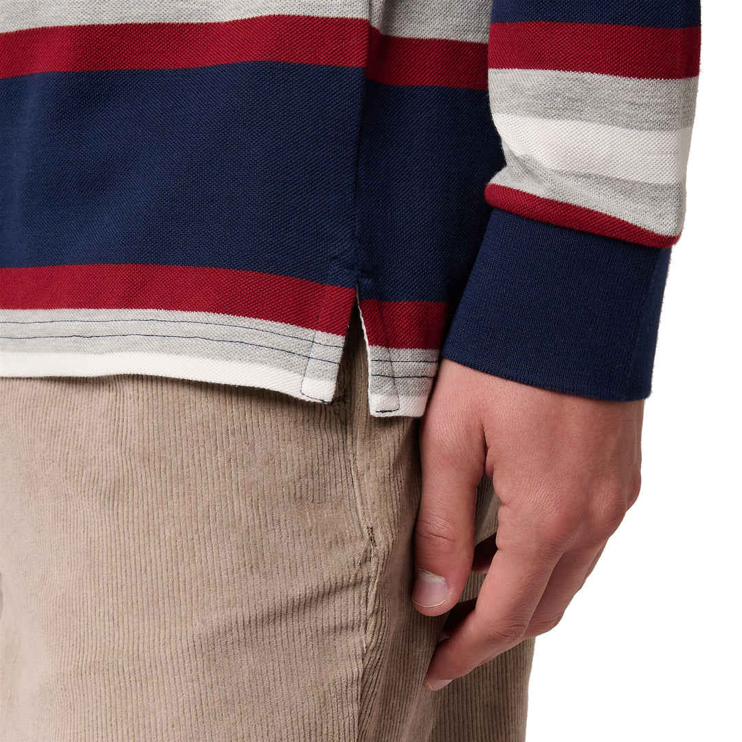 Polo da uomo in cotone a righe slim fit Blue Iris main