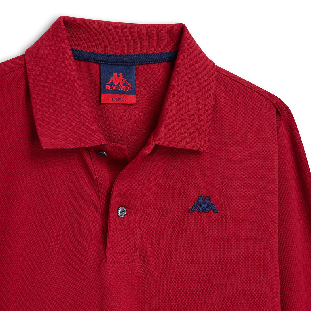 Red Men's Slim Fit Cotton Long Sleeve Polo Shirt main