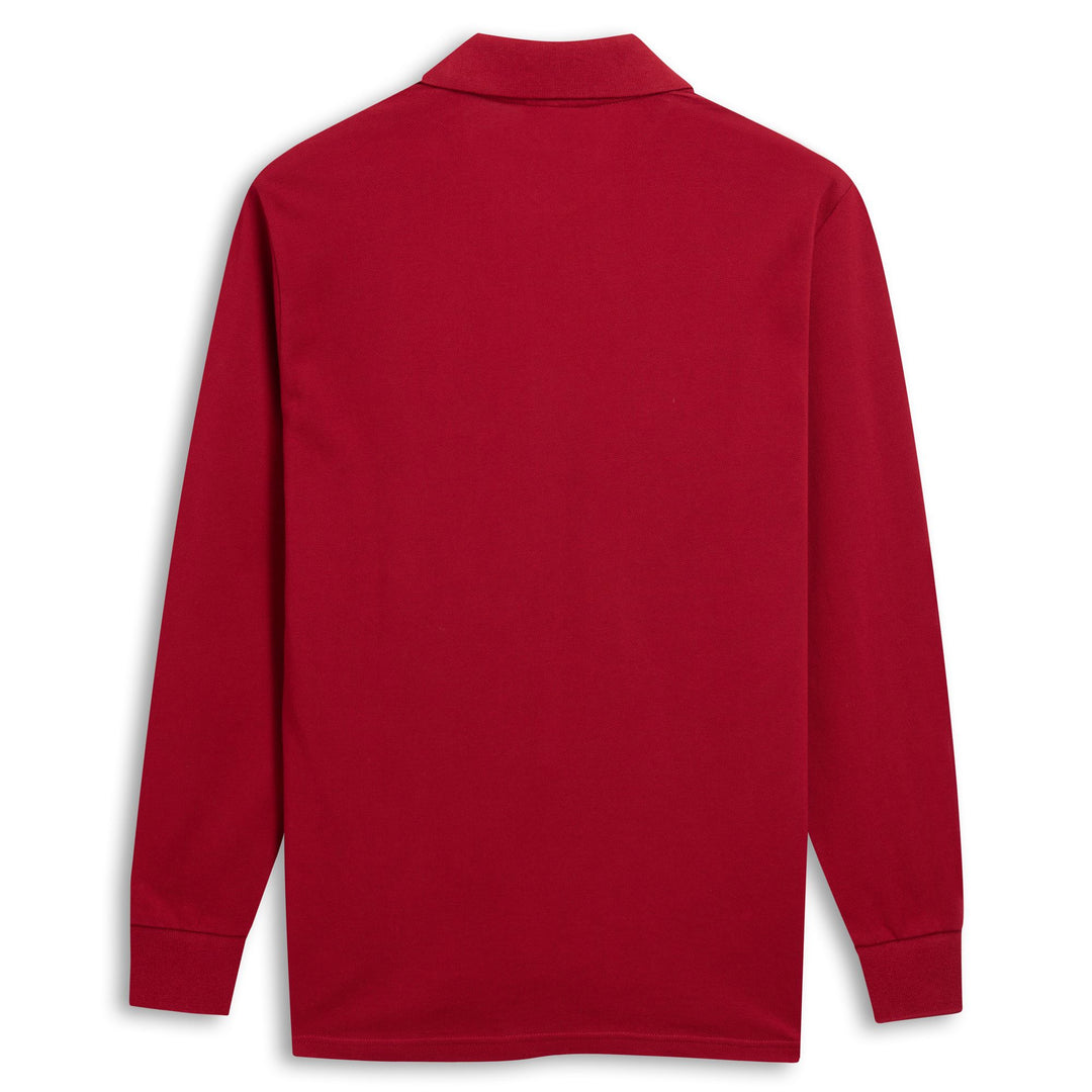 Red Men's Slim Fit Cotton Long Sleeve Polo Shirt main