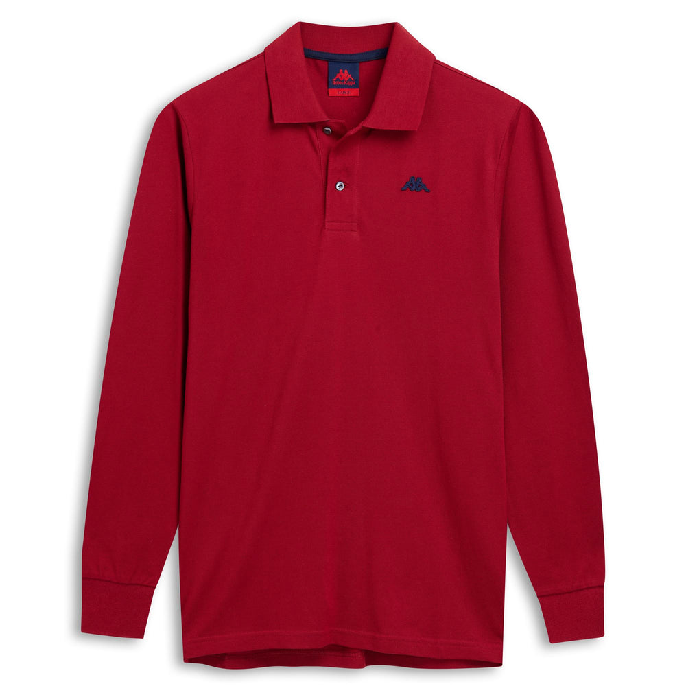 Red Men's Slim Fit Cotton Long Sleeve Polo Shirt 02