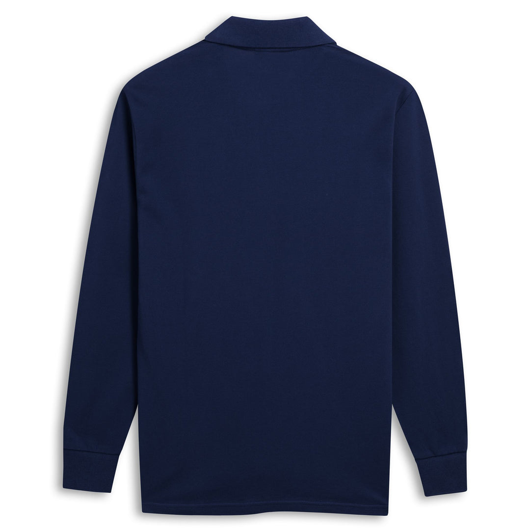 Polo de manga larga de algodón azul de corte entallado para hombre main