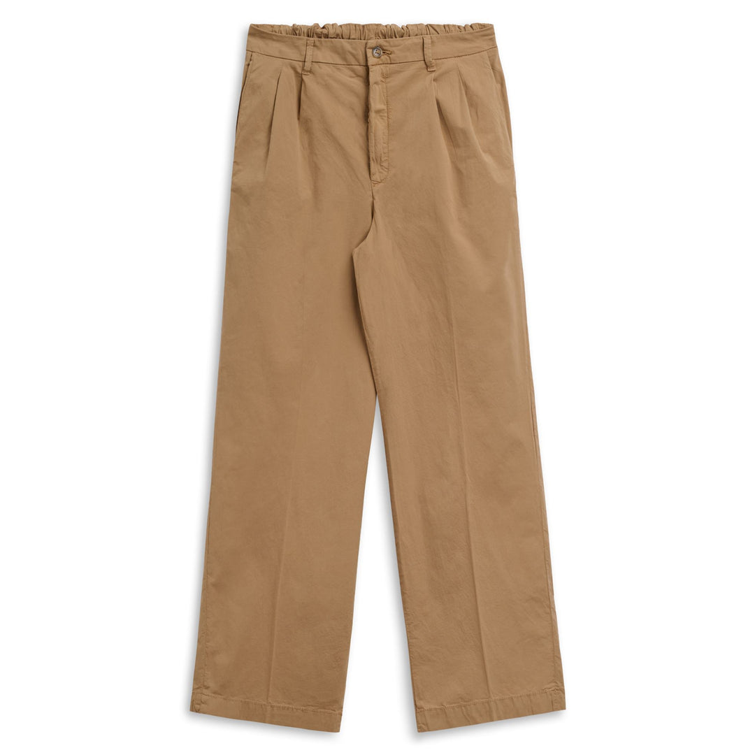 Pantaloni chino beige da donna con vestibilità comoda e vita elastica 01