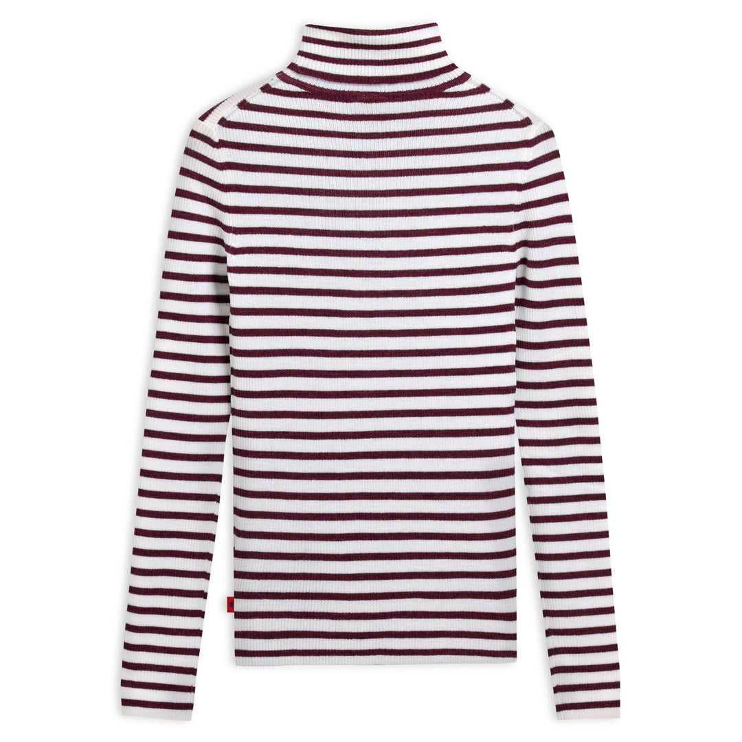 Maglione a collo alto in lana a righe bianche da donna main