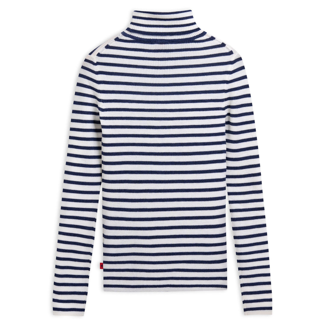 Maglione a collo alto a righe slim fit da donna bianco main