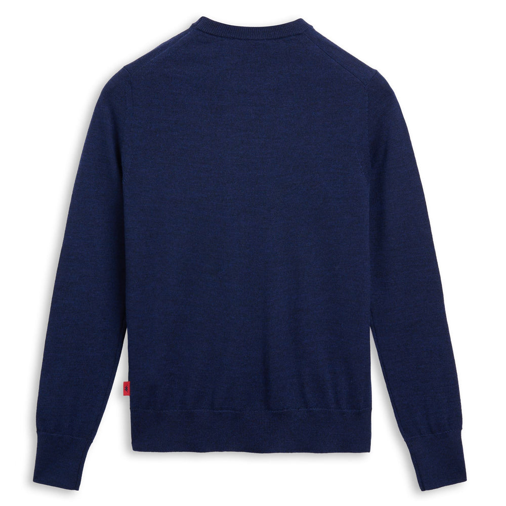Dark Navy Women's Wool Knit Pullover with Ribbed Borders 02