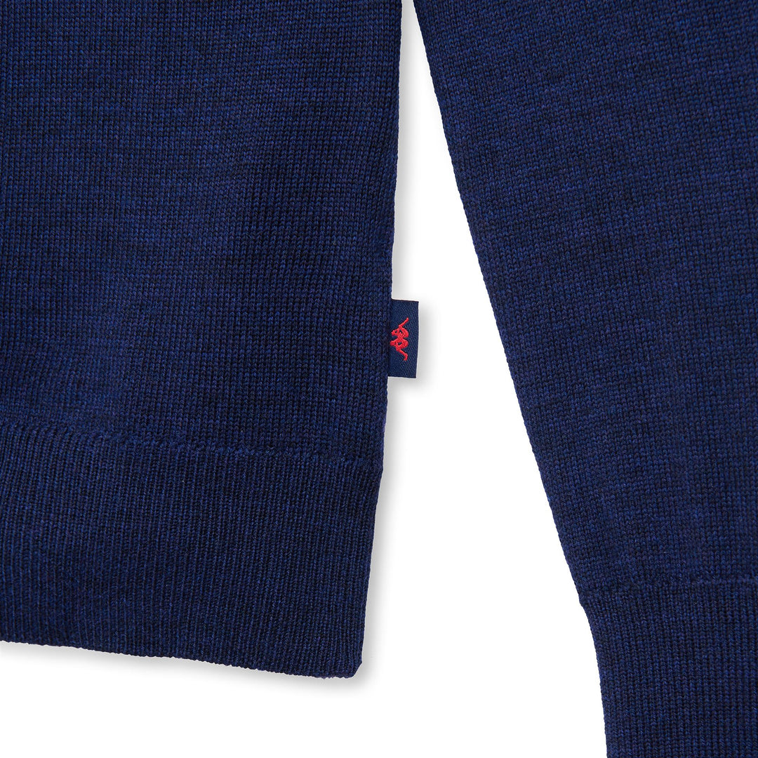 Jersey de punto de lana para mujer en azul marino oscuro con bordes acanalados main