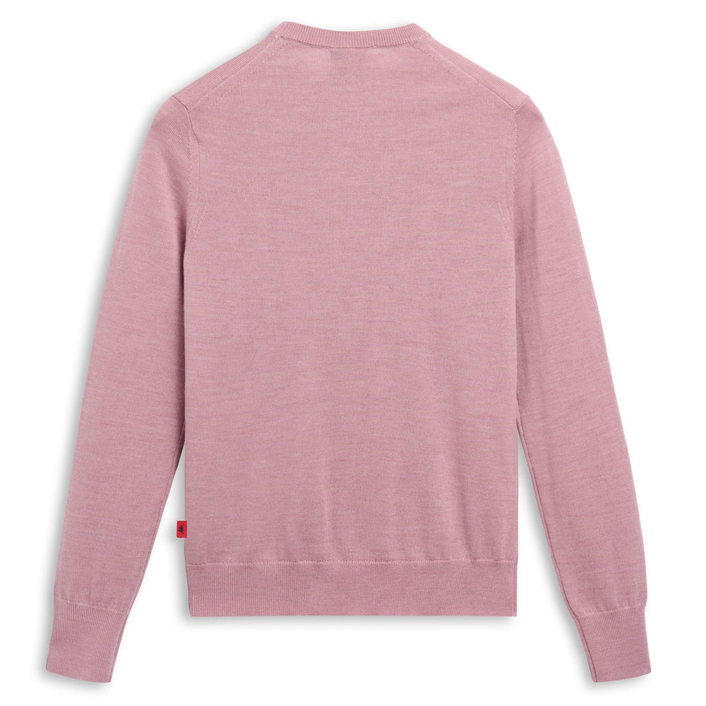 Red Women's Wool Sweater with Ribbed Borders 02