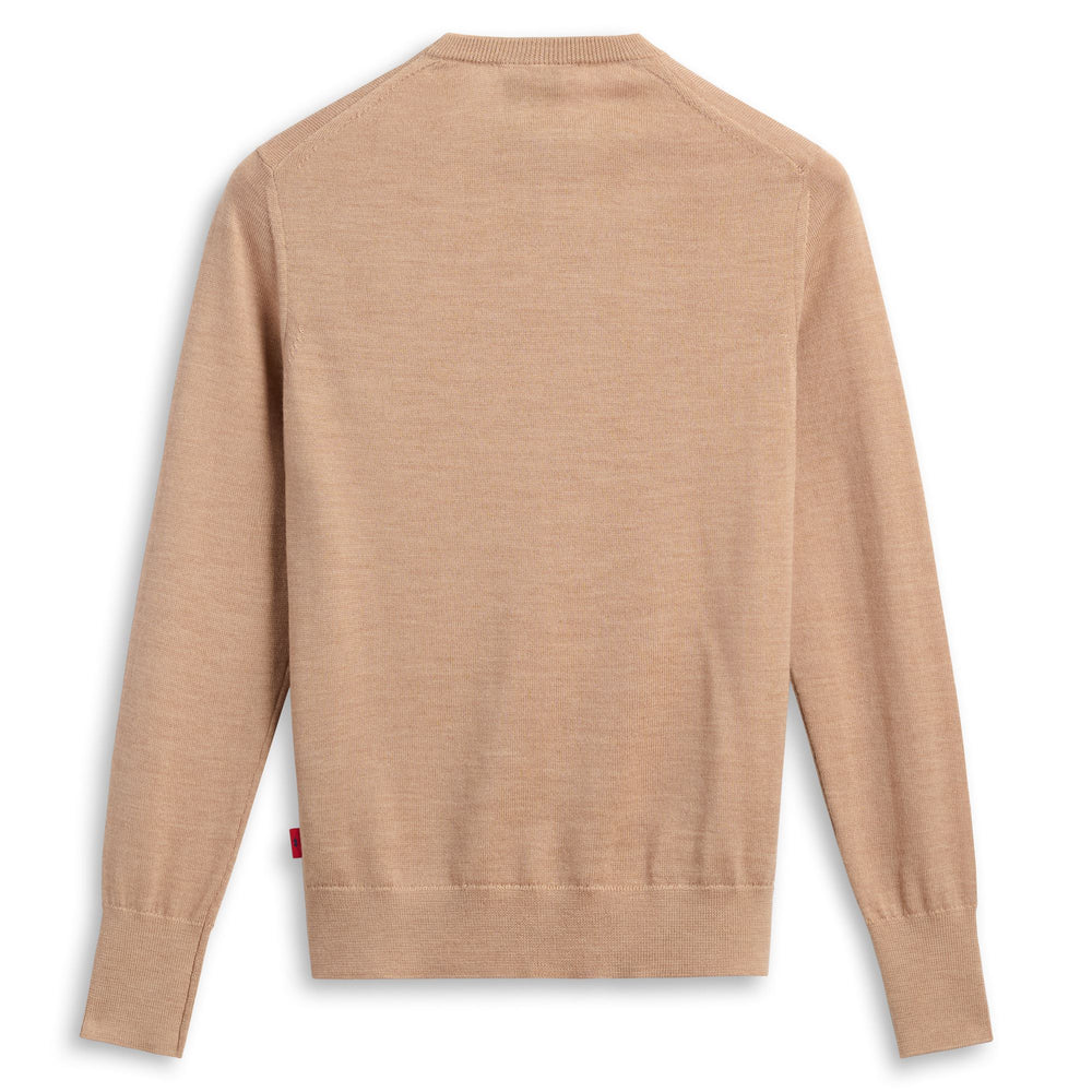 Beige Women's Wool Knit Jumper with Rib Borders 02