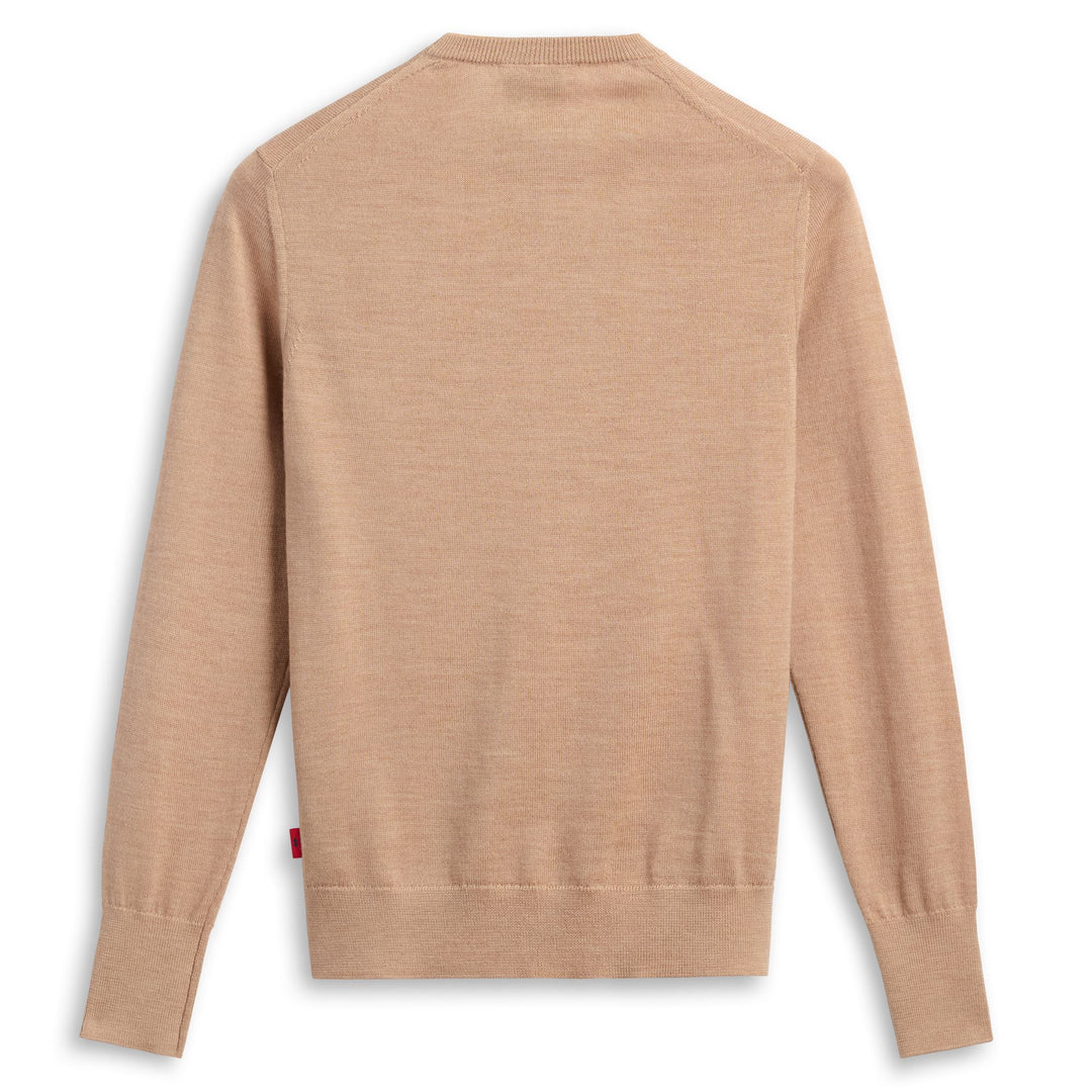Jersey de punto de lana beige para mujer con bordes de canalé main