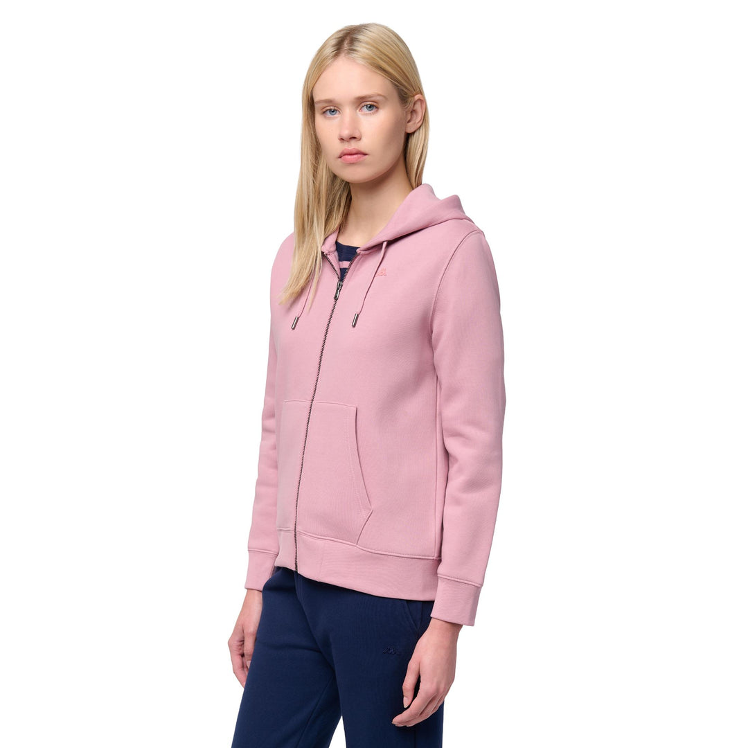 Brown pink Women's Brushed Fleece Jacket with Zip and Hood 01