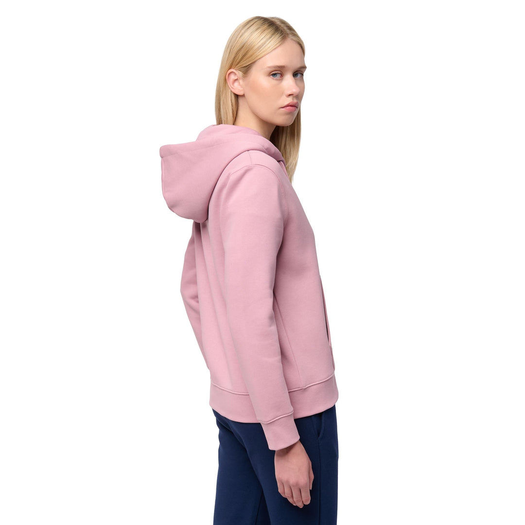 Giacca in pile spazzolato da donna marrone rosa con cerniera e cappuccio main