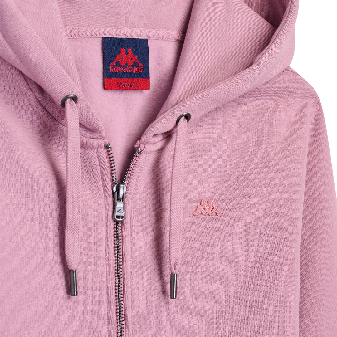 Giacca in pile spazzolato da donna marrone rosa con cerniera e cappuccio main