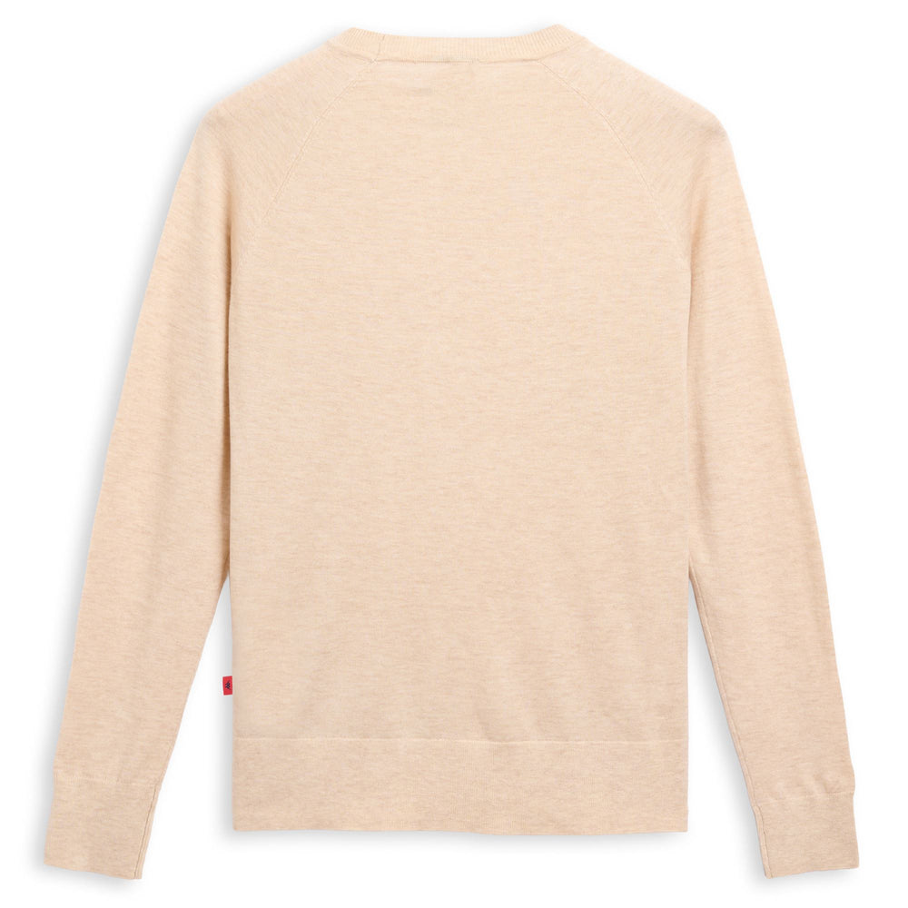 Beige Women's Slim Fit Knit Pullover with Jaquard Logo 02
