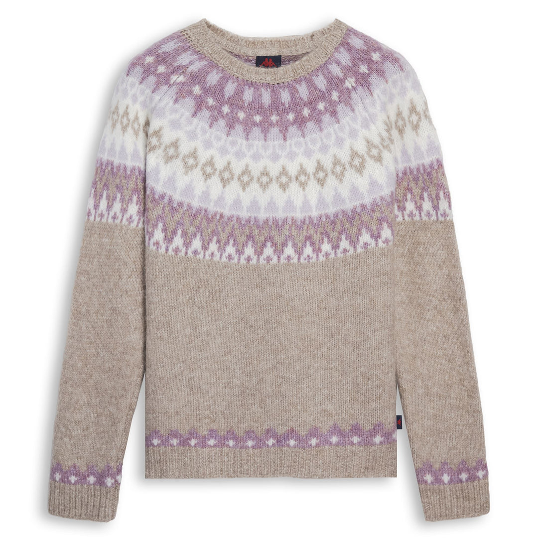 Beige Women's Regular Fit Jacquard Knit Pullover 01