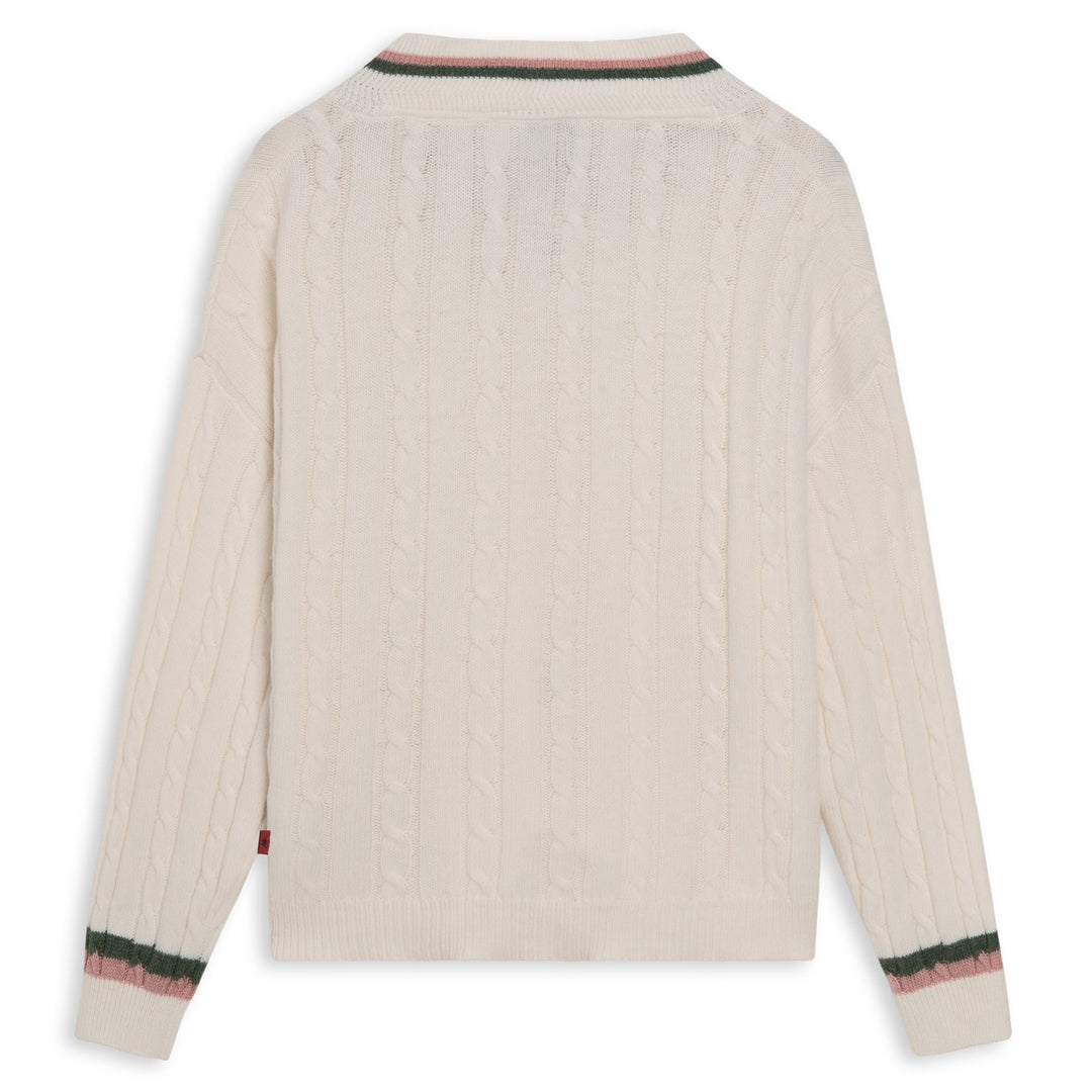 White Women's Regular Fit Wool Pullover with Cables main