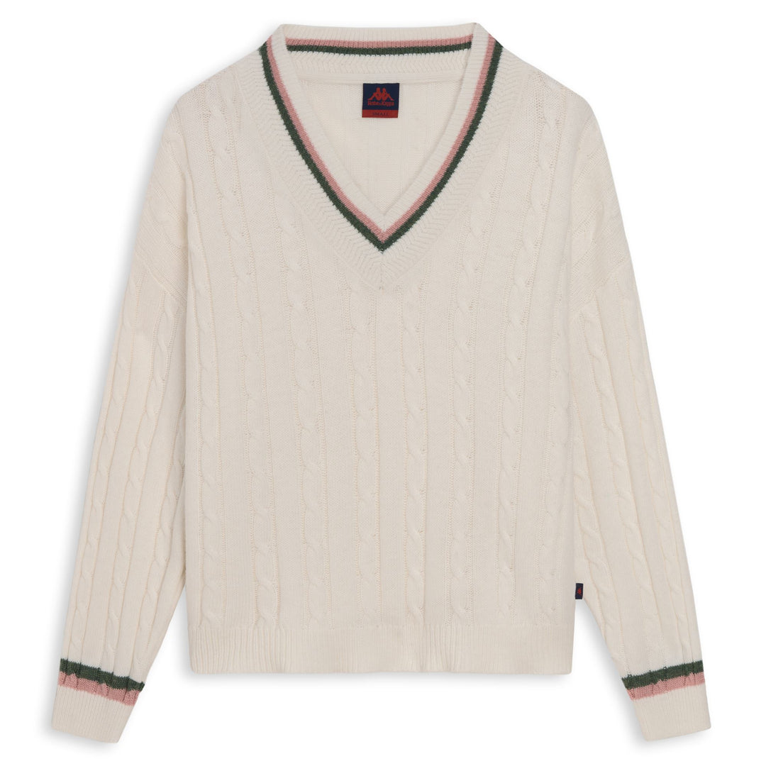 White Women's Regular Fit Wool Pullover with Cables 01