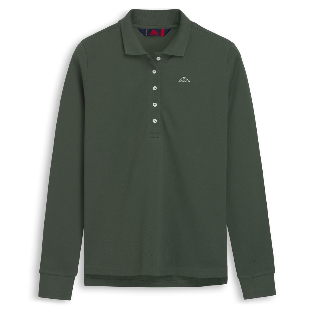 Polo da donna verde in cotone, vestibilità regolare 01