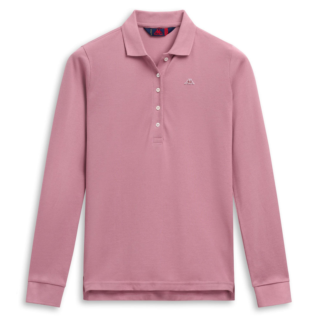 Polo rose à manches longues pour femme, coupe classique décontractée 01