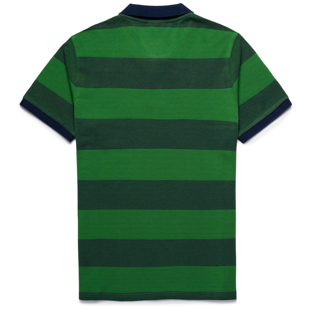 Polo Slim Fit in Cotone Blu Iris con Design a Righe Uomo 02