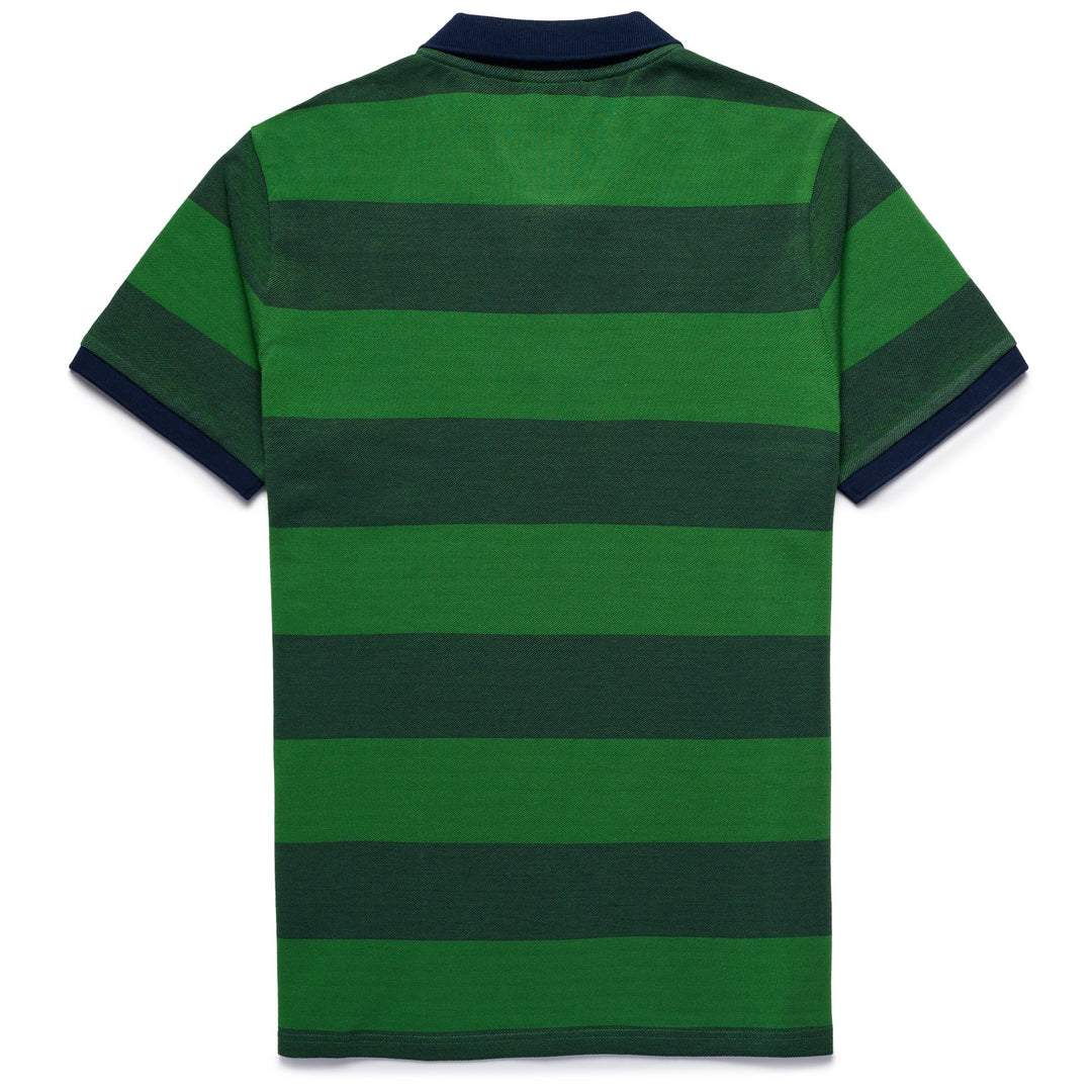 Iris Blue Men's Slim Fit Cotton Polo Shirt with Striped Design main