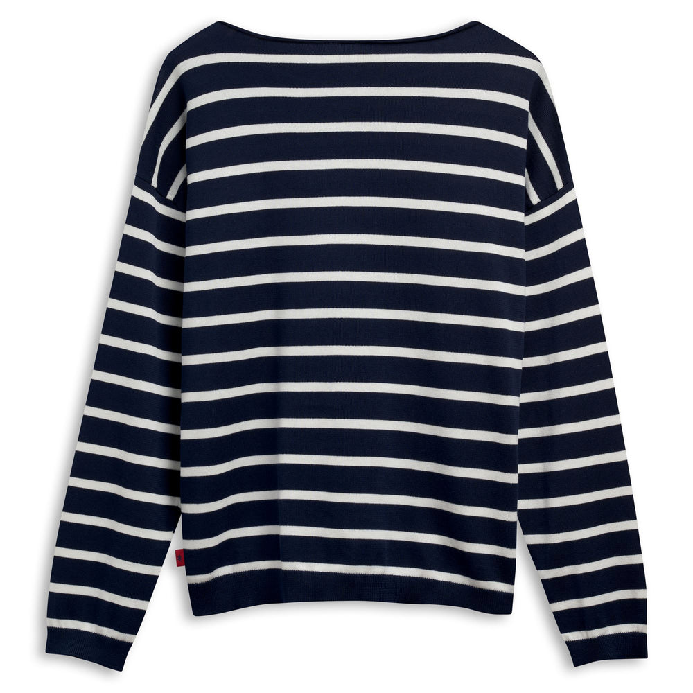 Blue Women's Regular Fit Striped Cotton Pullover 02