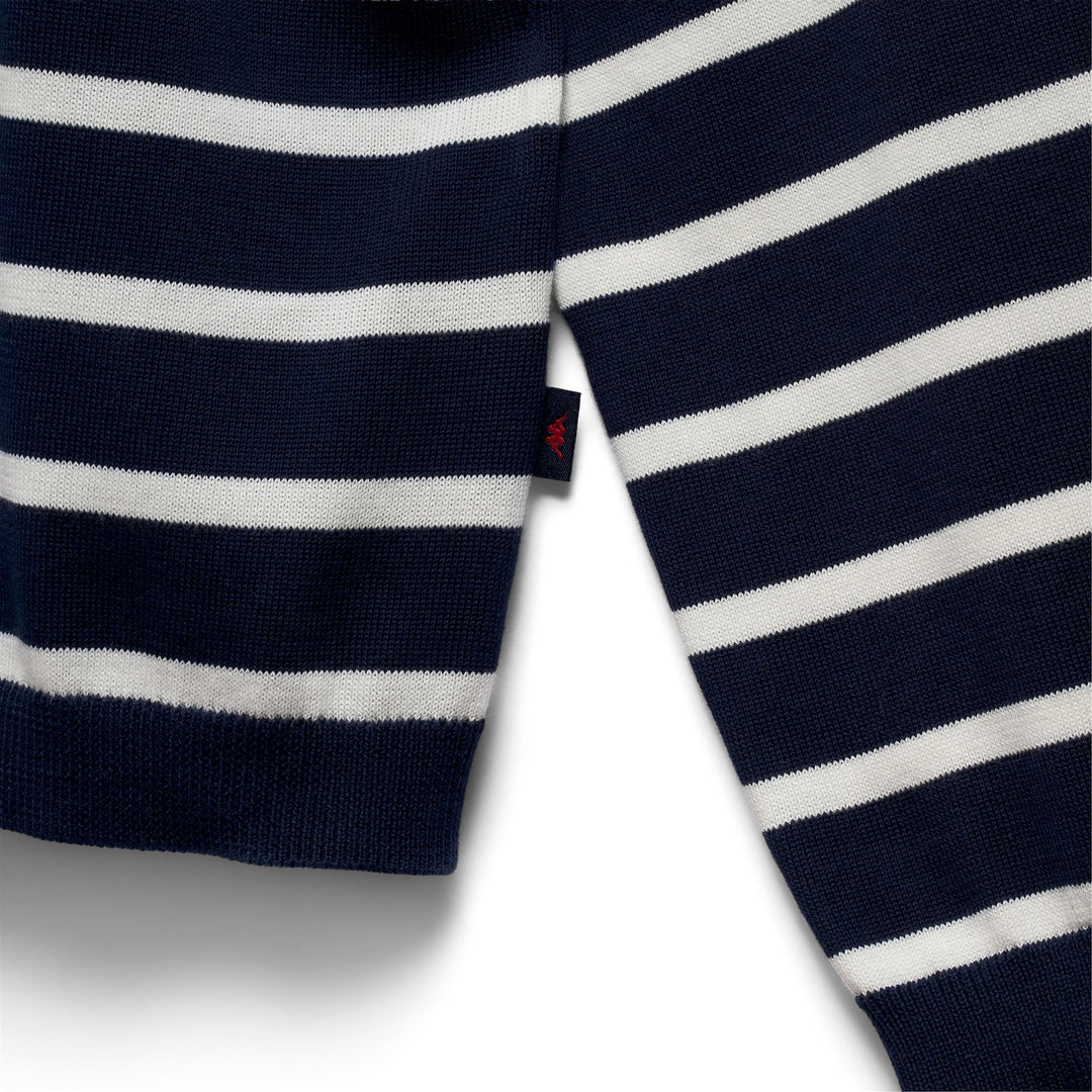 Pull rayé en coton bleu pour femme, coupe classique main