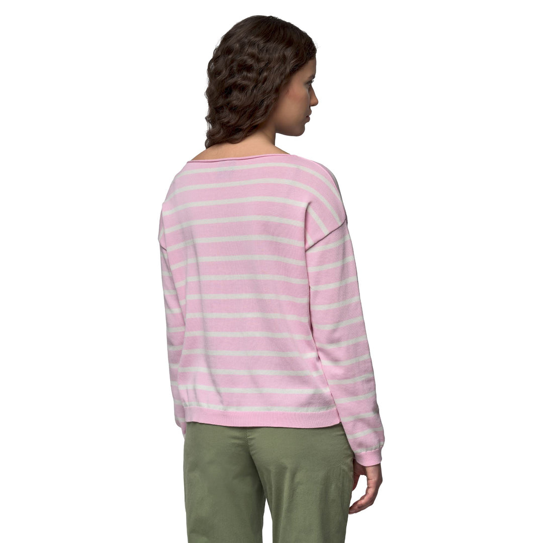 Pull en coton rose pour femme, coupe classique, décontracté. main