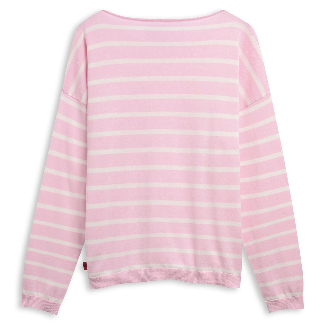 Pull en coton rose pour femme, coupe classique, décontracté. main