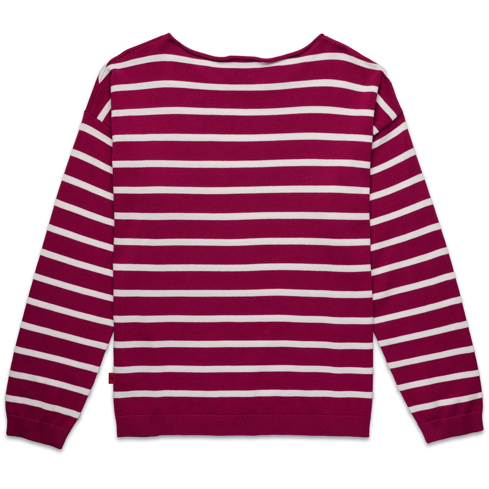 Jersey de mujer de algodón a rayas en color violeta con puños acanalados 02