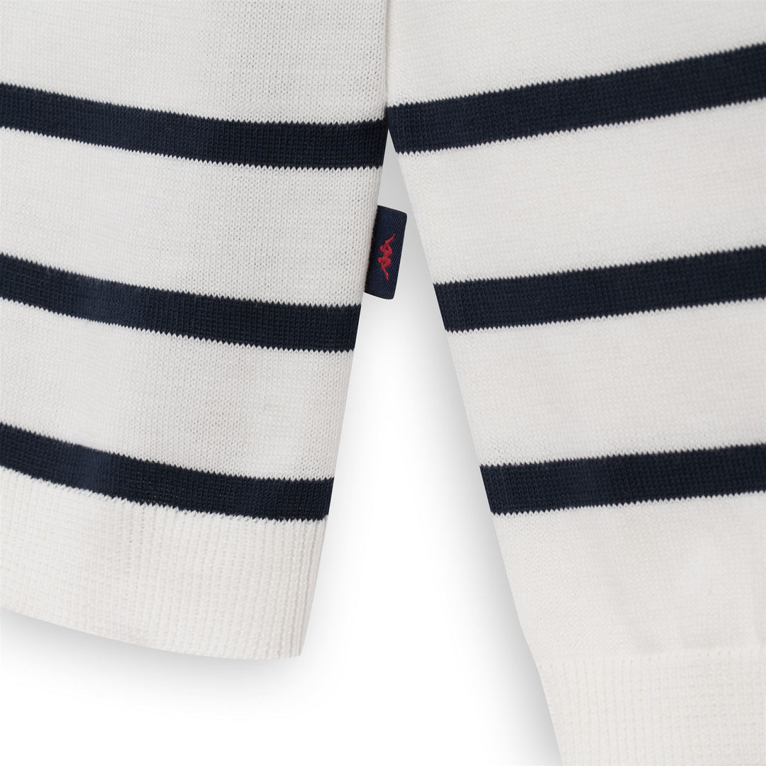 Pull rayé en coton blanc pour femme, coupe classique main