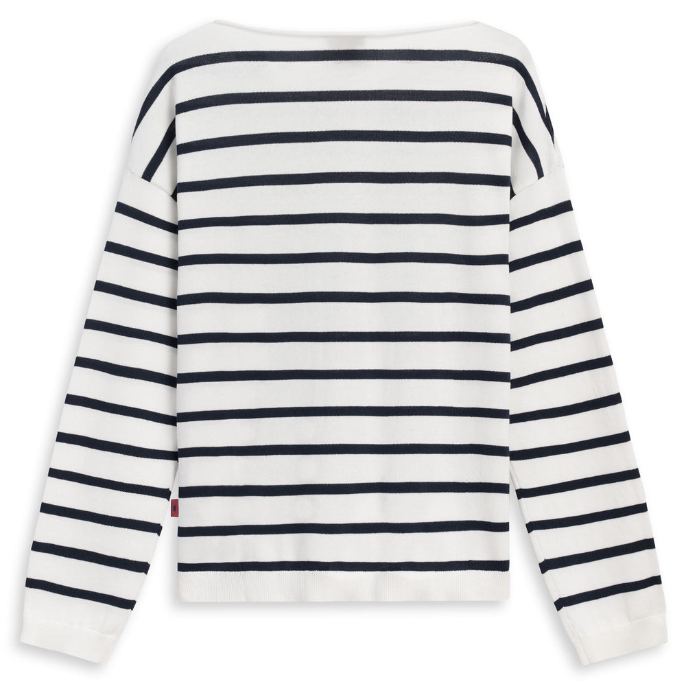 Regular Fit Women's White Striped Cotton Pullover 02