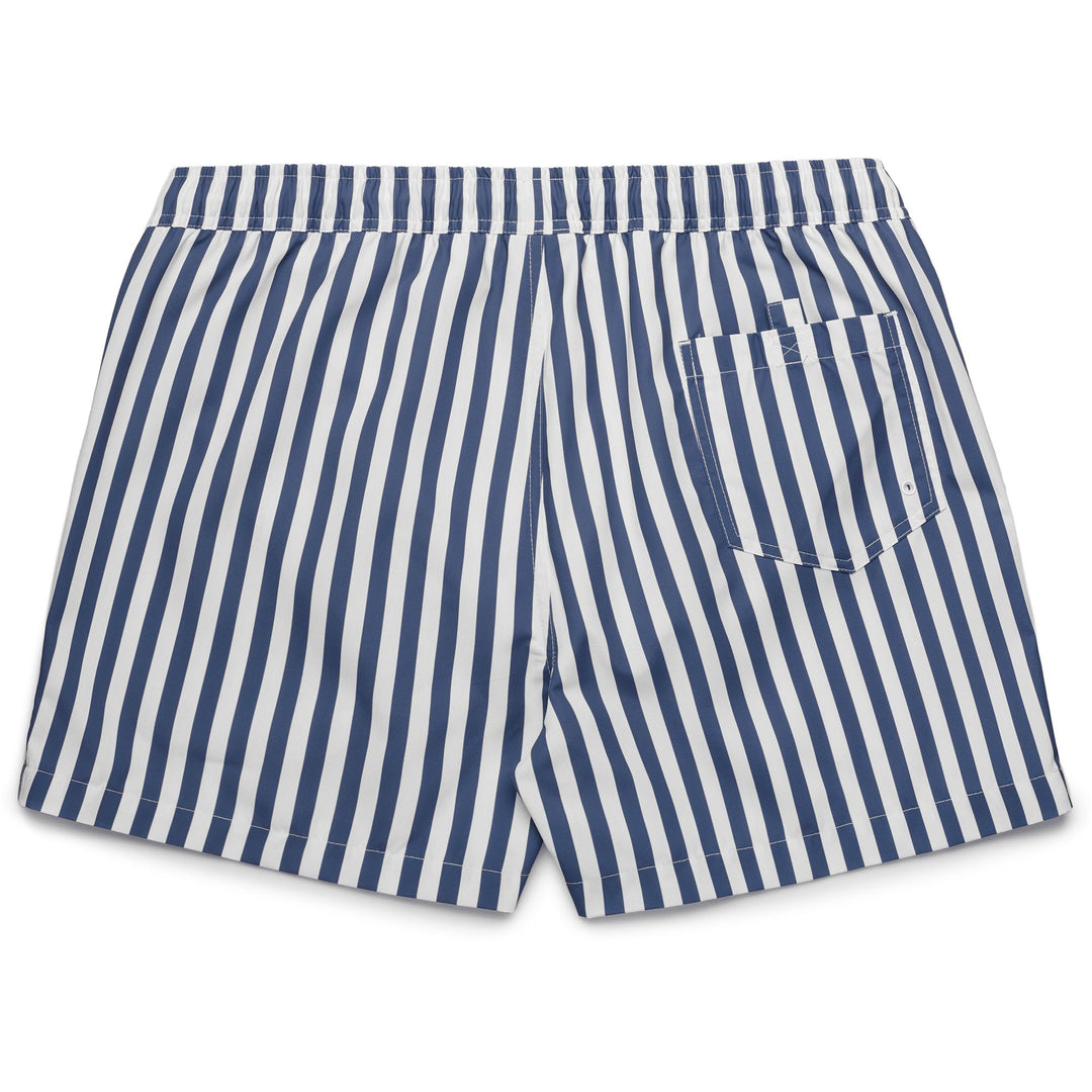 Maillot de bain rayé bleu pour homme, coupe ajustée et décontractée main