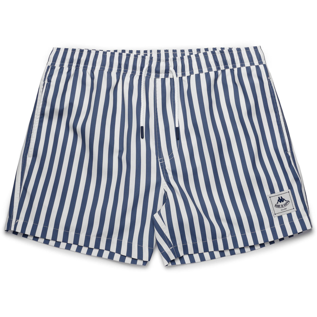 Indigo blue Men's Slim Fit Swimming Trunks with Stripes 01