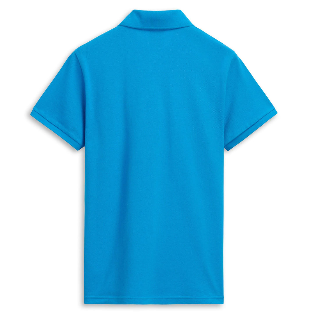 Polo en coton bleu pour homme, coupe ajustée et décontractée main