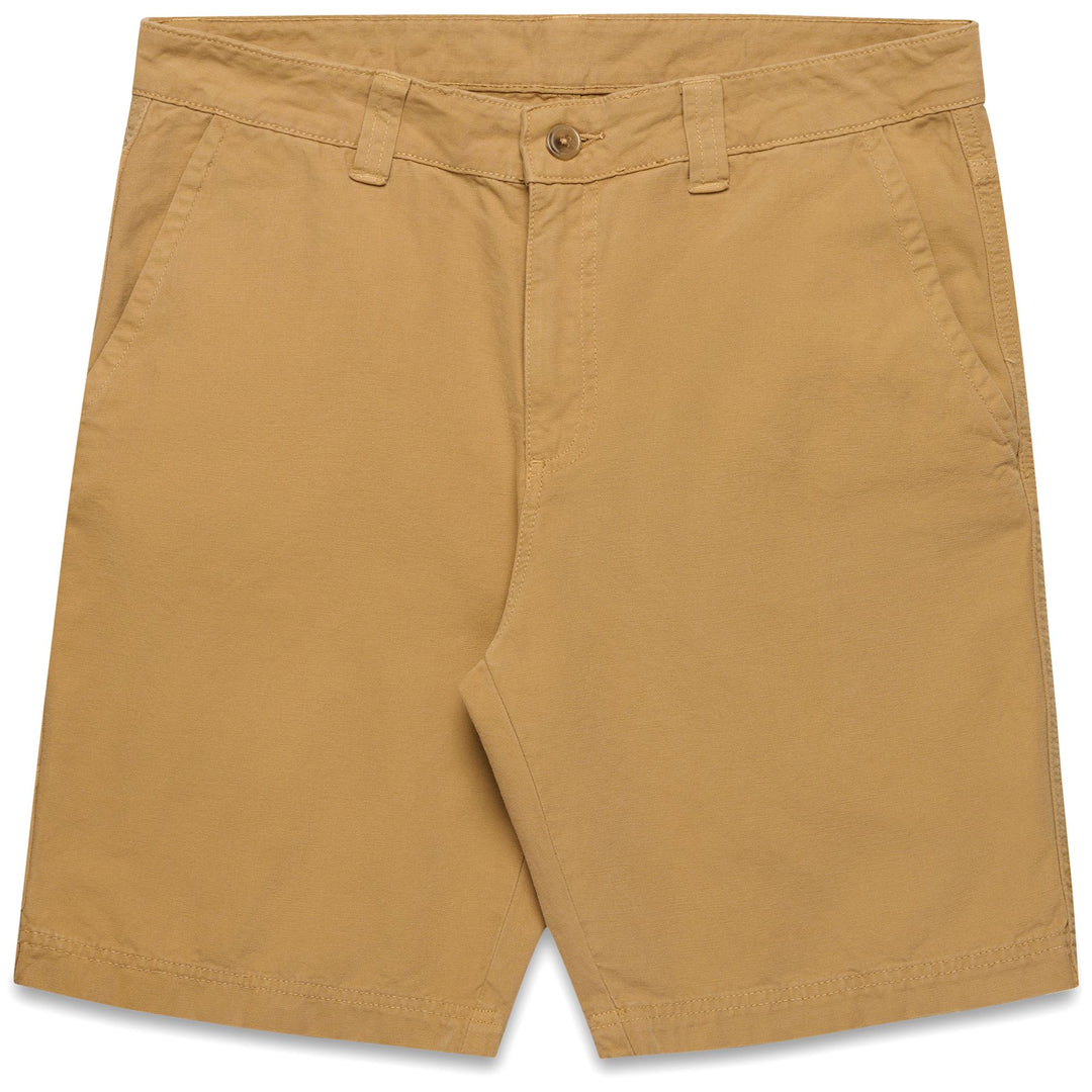 Pantaloncini da carpentiere slim fit da uomo beige con tasca portautensili 01