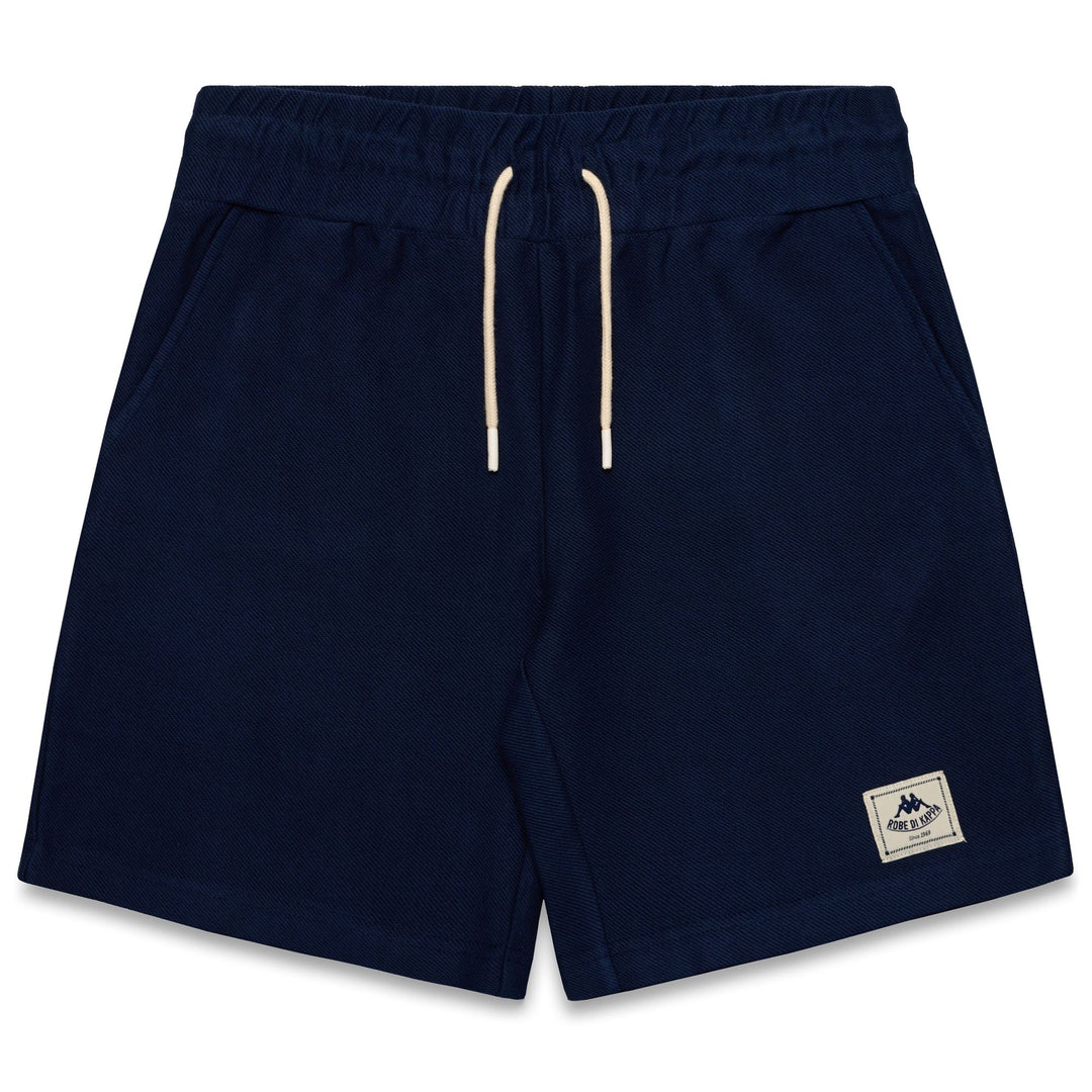 Pantaloncini sportivi da uomo blu in cotone con tasca a filetto 01