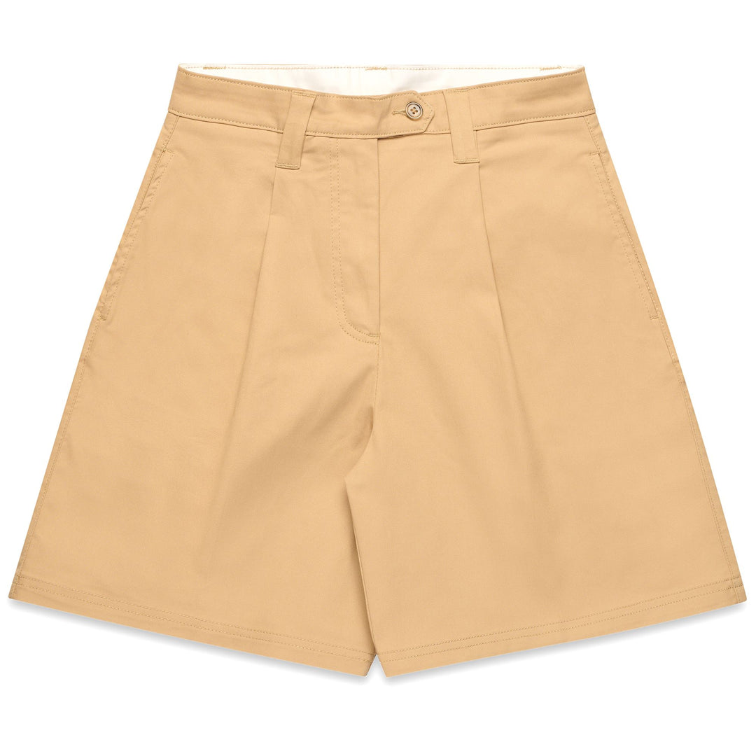 Pantaloncini chino beige da donna con vita alta 01