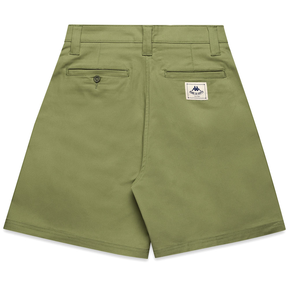 Pantaloncini chino da donna verde oliva con vita alta 02
